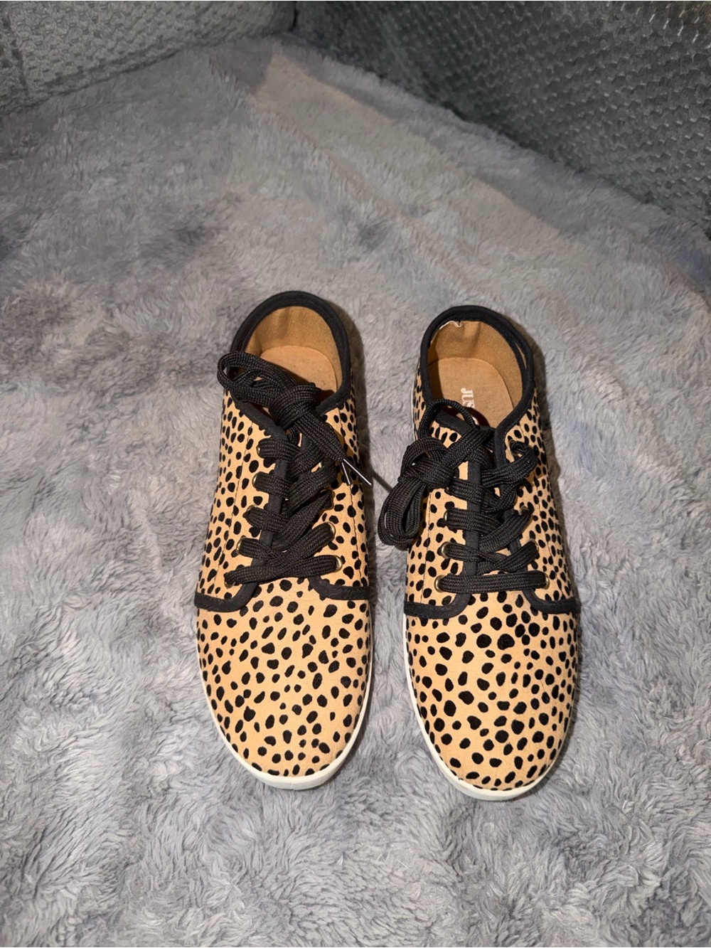 JustFab Leopard Print Tan and Black Sneakers